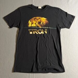Vintage Tron Movie Graphic T-Shirt Mens Black Short Sleeve Sci-Fi Tee